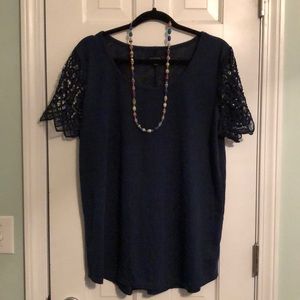 Navy blue knit and lace Limited shirt.